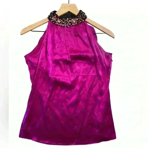 NWT‎ CACHE Silk Embellished Halter Neck Top - Picture 1 of 6